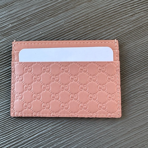 NEW Gucci Soft Pink Guccisima Card Holder - Picture 4 of 7